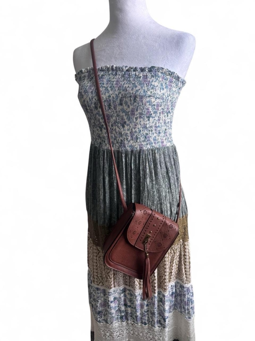Western crossbody brown purse with tassel